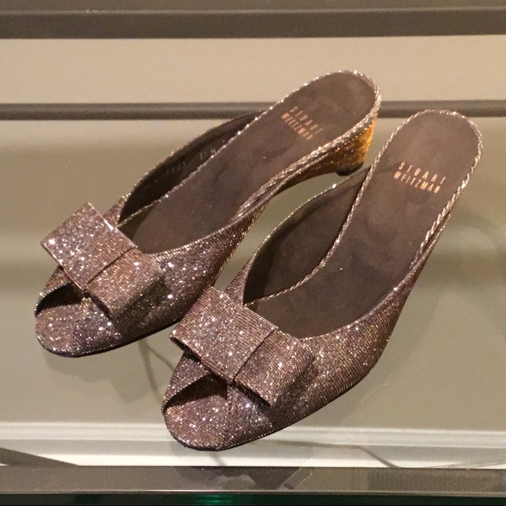 Stuart Weitzman Slide Sandal Candy Silver Metalli… - image 1